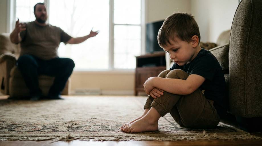 Zamyslone dziecko siedzace cicho na skraju pokoju