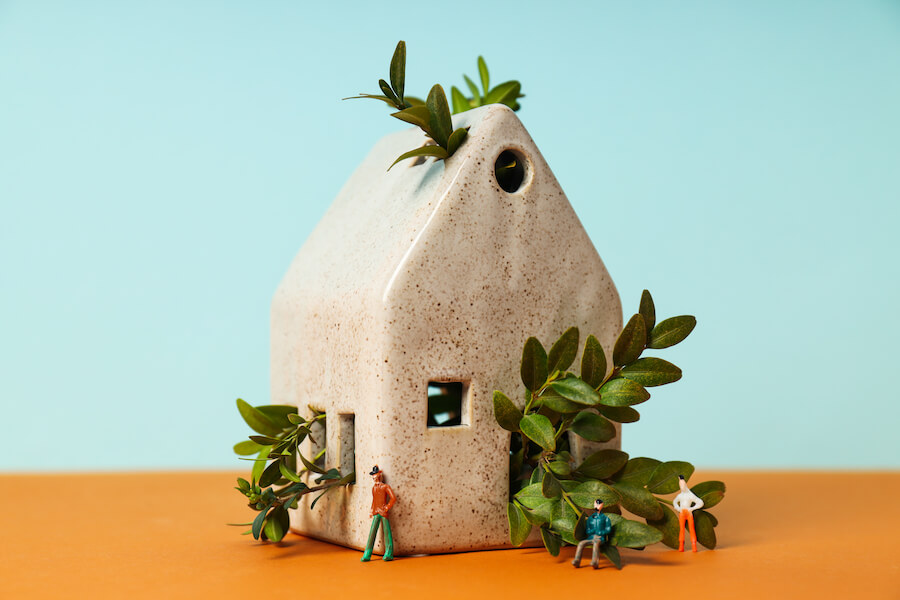 Figurka domu z ekologicznych materiałów: grafika konceptowa