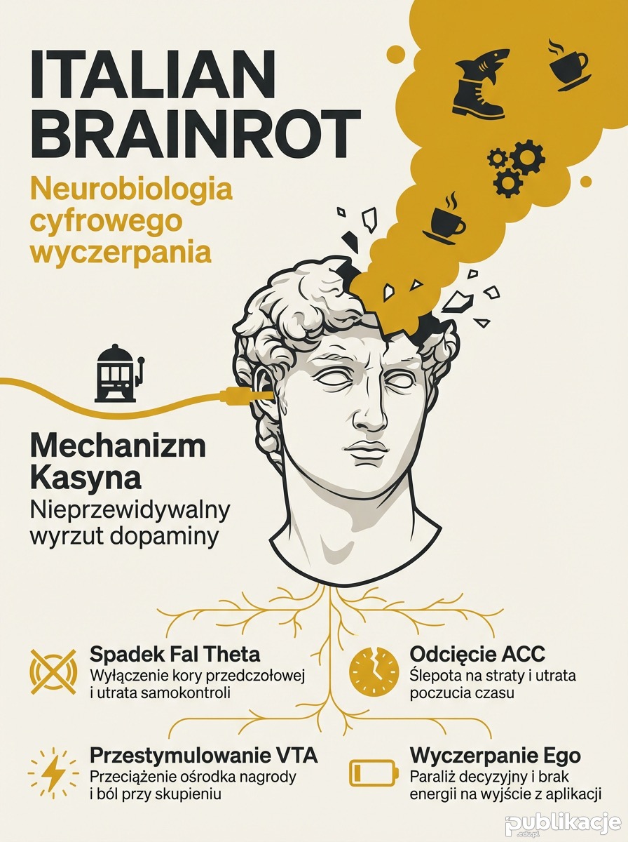 Infografika: wpływ Italian Brainrot na funkcjonowanie mózgu
