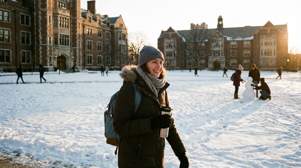 Studentka wychodząca z uczelni