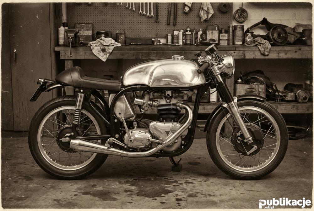 Motocykl cafe racer triton w garażu