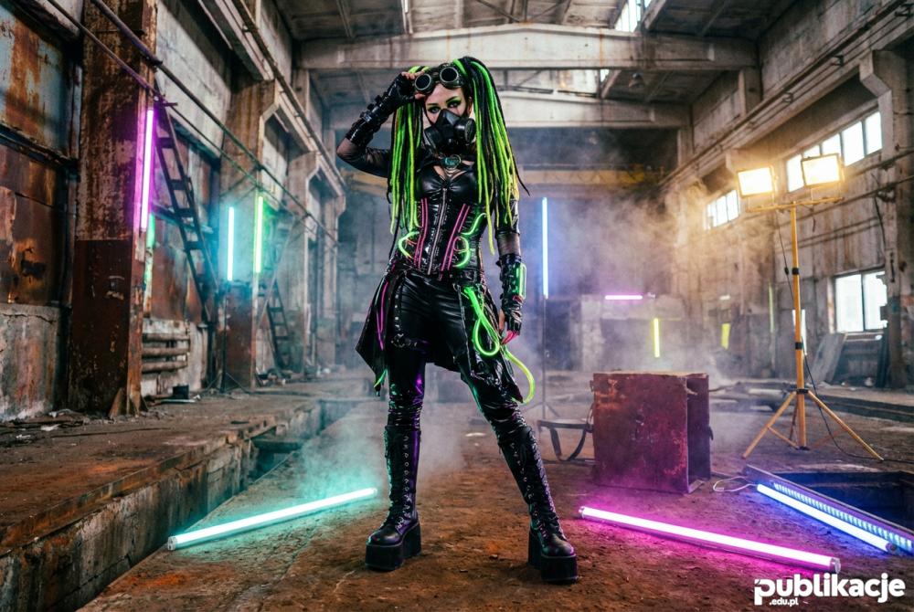 styl cyber goth neonowe dredy i gogle