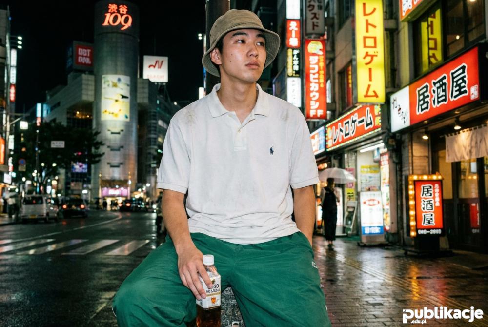 stylizacja sadboy z bucket hat i koszulką polo