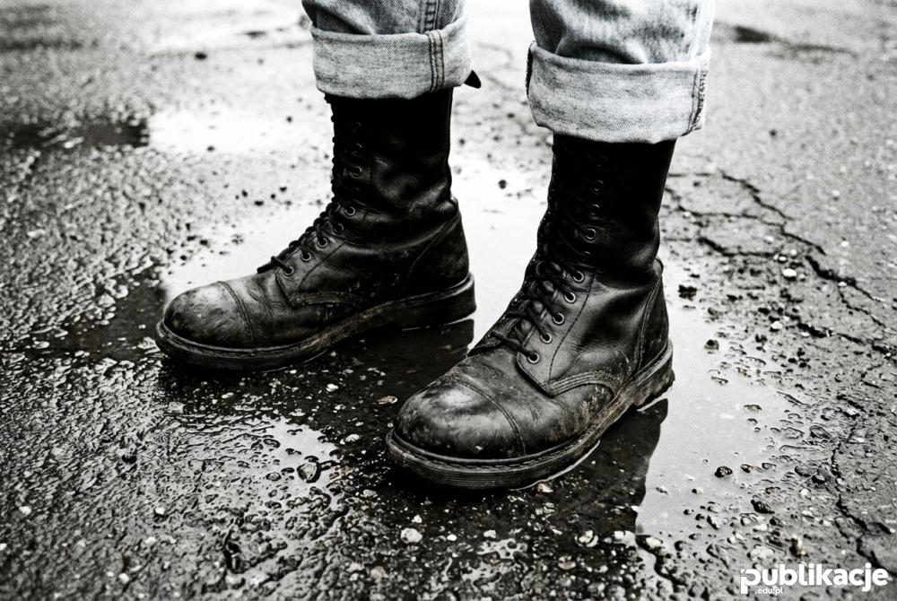 Ciężkie buty glany typowe dla subkultury skinhead