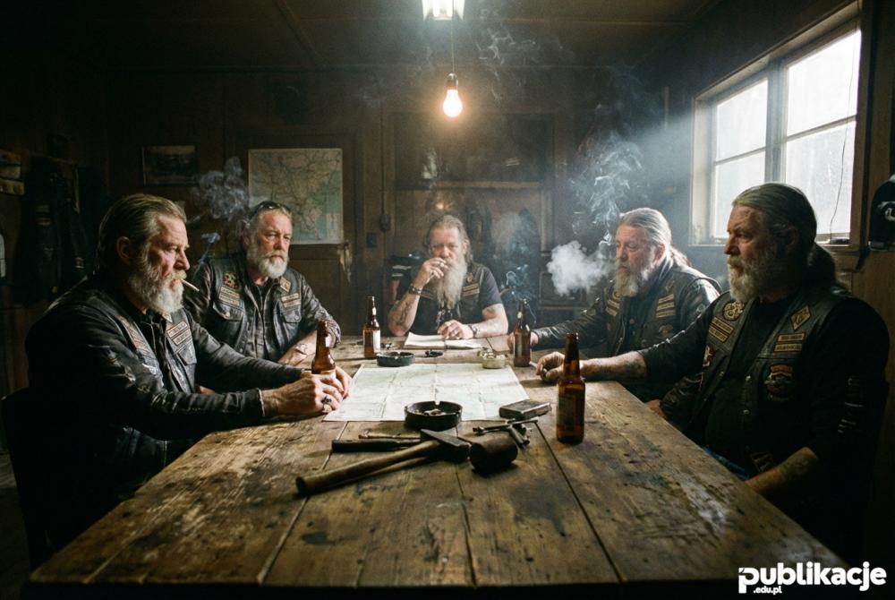 Spotkanie zarzadu klubu motocyklowego w clubhouse