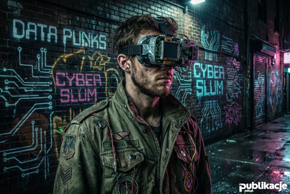 portret cyberpunka gogle vr brudna ulica