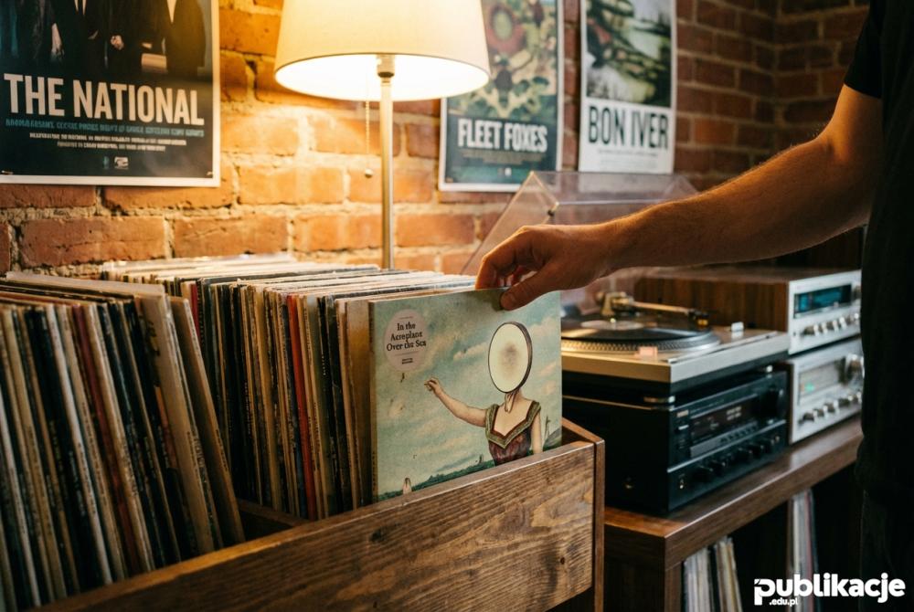 Kolekcja płyt winylowych i gramofon retro