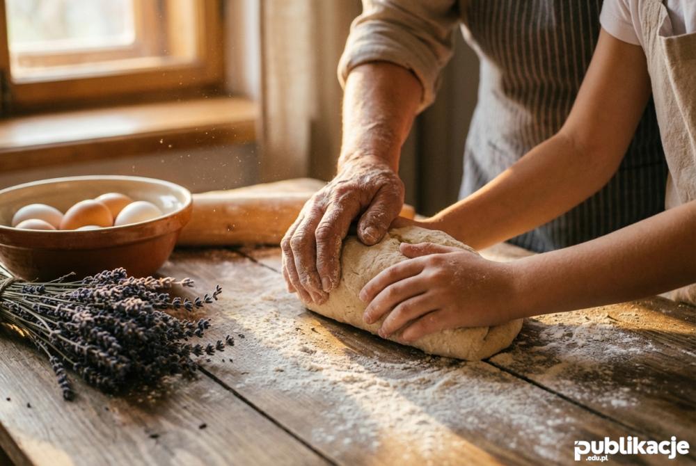 Wspólne pieczenie chleba na rustykalnym stole