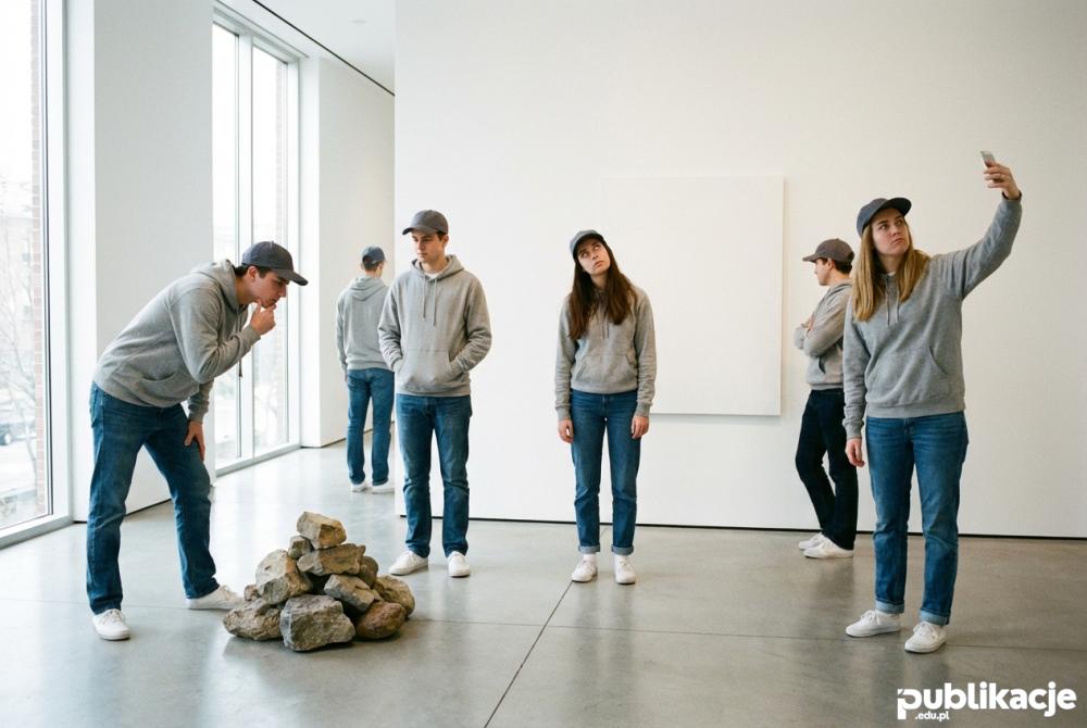 Młodzi ludzie w stylu normcore w galerii sztuki