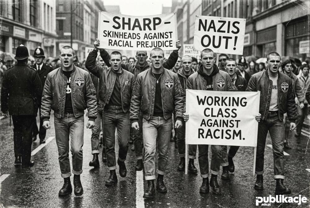 Skinheadzi SHARP przeciwko rasizmowi protest