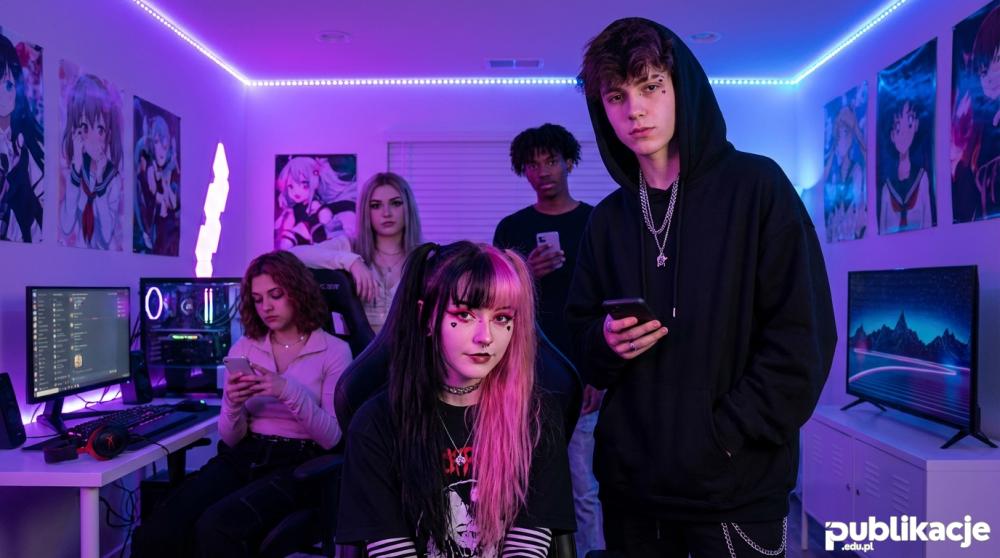 Grupa nastolatków w stylu E-girls i E-boys